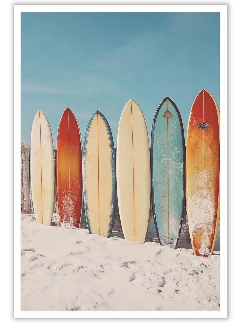 Vintage Coastal Surfboard Canvas Art - Trendy Beach Wall Decor for Girls 12x16